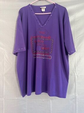 Purple Rhinestone V-Neck Graphic Tee